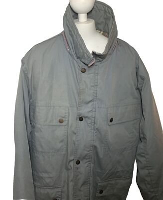 Haband Jacket Mens Large Gray Field Coat Plaid Wool Lined Utility