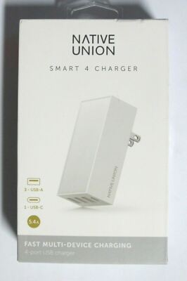 #ad NEW Native Union Smart Hub Universal Power Adapter 4 Port USB WHITE wall charger $11.35