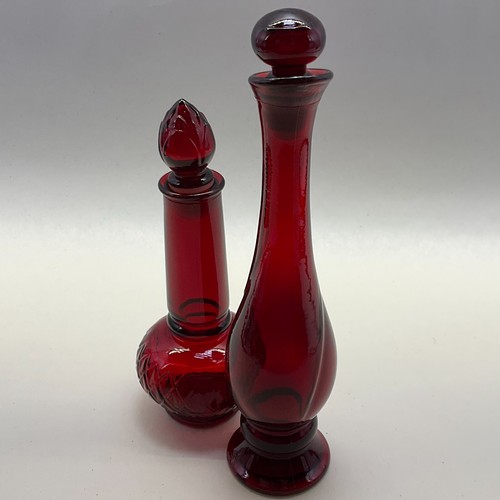 Avon Ruby Red Bottles with Stoppers - Vintage - Set of 2