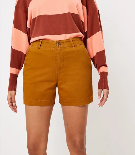 Curvy Washed Twill Shorts Bronze Brown 