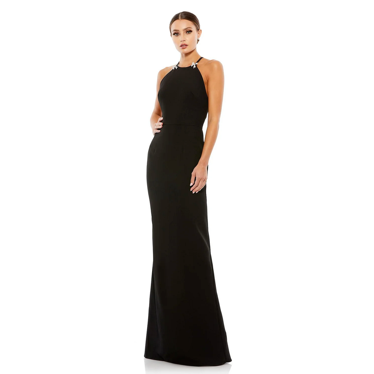 IEENA FOR MAC DUGGAL Back Halter Maxi Dress Formal Gown W/crystal Detail 8 New IEENA FOR MAC DUGGAL Back Halter Maxi Dress Formal Gown W/crystal Detail 8 New