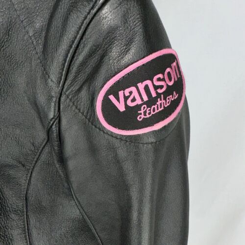 Vanson Damen schwarz Outdoor-Motorradjacke mit durchgehendem Reißverschluss - Größe 14 - Bild 3 von 7