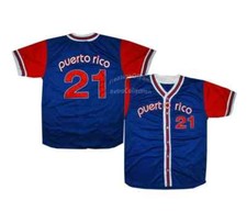 Team Puerto Rico Baseball Jersey #21 Custom Any Name Party Workout Shirts Sewn
