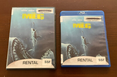 Lot of 2 - The Meg (2018) Blu-Ray and DVD Combo Pack, Former Library Copies