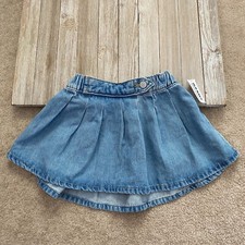 Old Navy Pleated Jean Skirt Girls XS 5 School Picture Day Preppy Birthday Cute