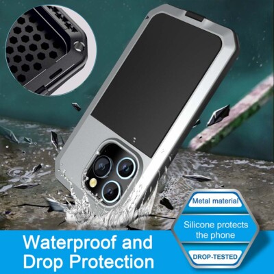  Robuste Aluminium Metall Hülle Cover für iPhone 15 14 13 12 11 Pro Max X 8 7 6.