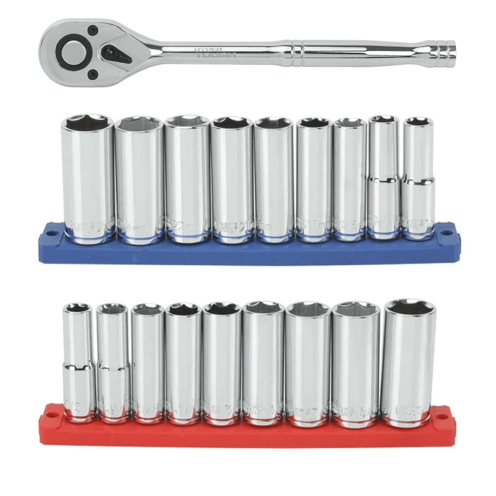 Hyper Tough 21-Piece 1/2-inch Drive Ratchet and Deep Socket Set
