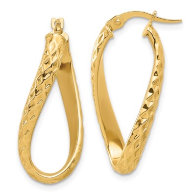 14 Karat Gelbgold poliert und gedrehte Creolen 2,05 g L-29,35 mm, B-13,82 mm