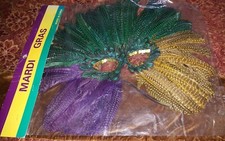 NEW Interesting Vintage feather sequin trim mardi gras mask