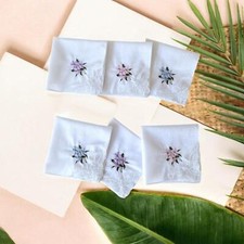 6x Baumwoll-Taschent&uuml;cher f&uuml;r Frauen Hanky Soft Ladies Floral Lace