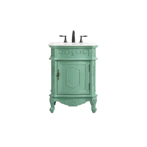 Elegant Decor Berkshire 24" Solid Wood and MDF Single Bathroom Vanity in Mint - Picture 3 of 8