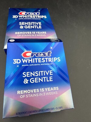 Crest 3D Whitestrips Sensitive & Gentle Removes 15 Years  Stains 3 Weeks  exp 28