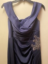 Blue Strapless Beaded Long Formal Gown