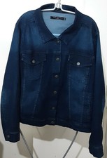 Max Jeans Women's Plus Blue Denim Jacket 99% Cotton Uk 1x Pit-pit Approx 26"