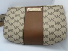 NWT MICHAEL KORS FANNY PACK BAG, FITS SIZE SMALL & MEDIUM, BROWN WITH MK LOGO