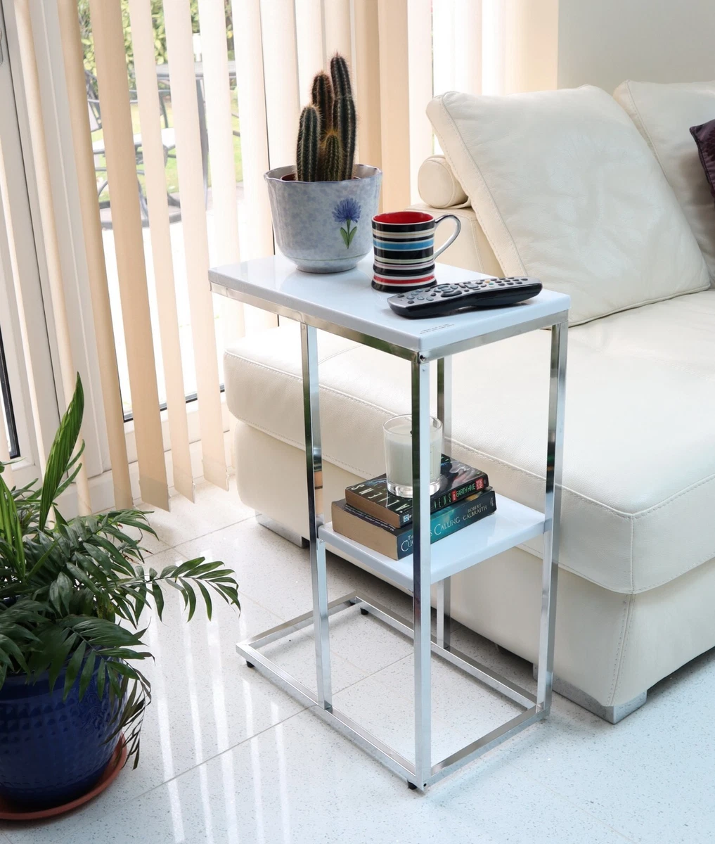 C shaped online side table white