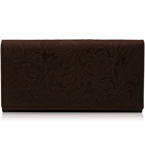 Billeteras de cuero genuino para mujer acordeón floral damas billetera bloqueo RFID - Imagen 3 de 13