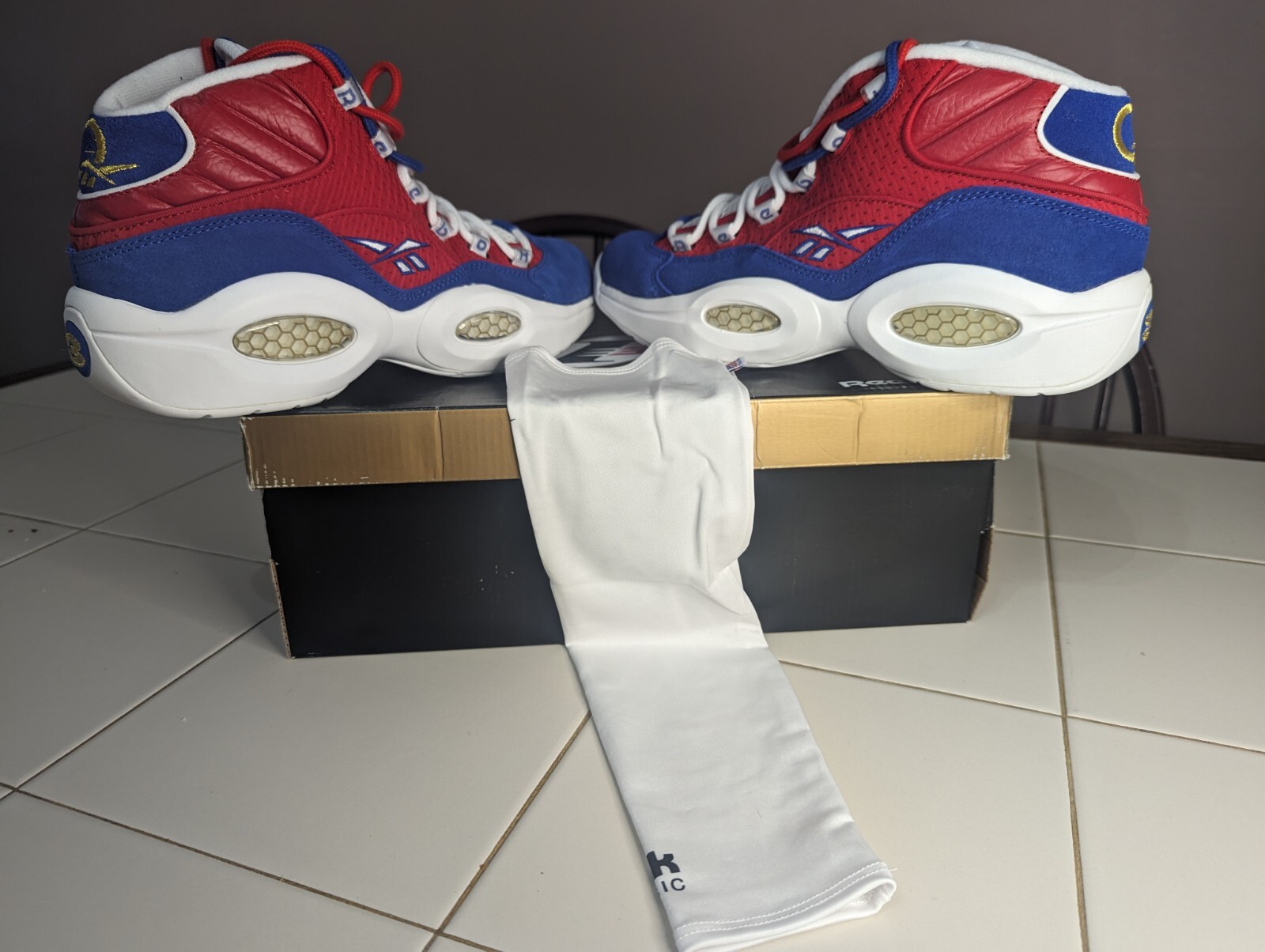 2014 Reebok Question Mid Banner Sample Pair Size 11. Allen Iverson