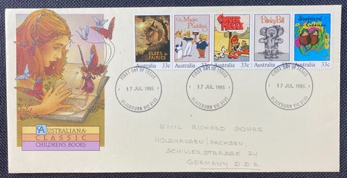 1985 Australiana Classic Children's Books Strip Of 5 FDC Blackburn Vic Postmark