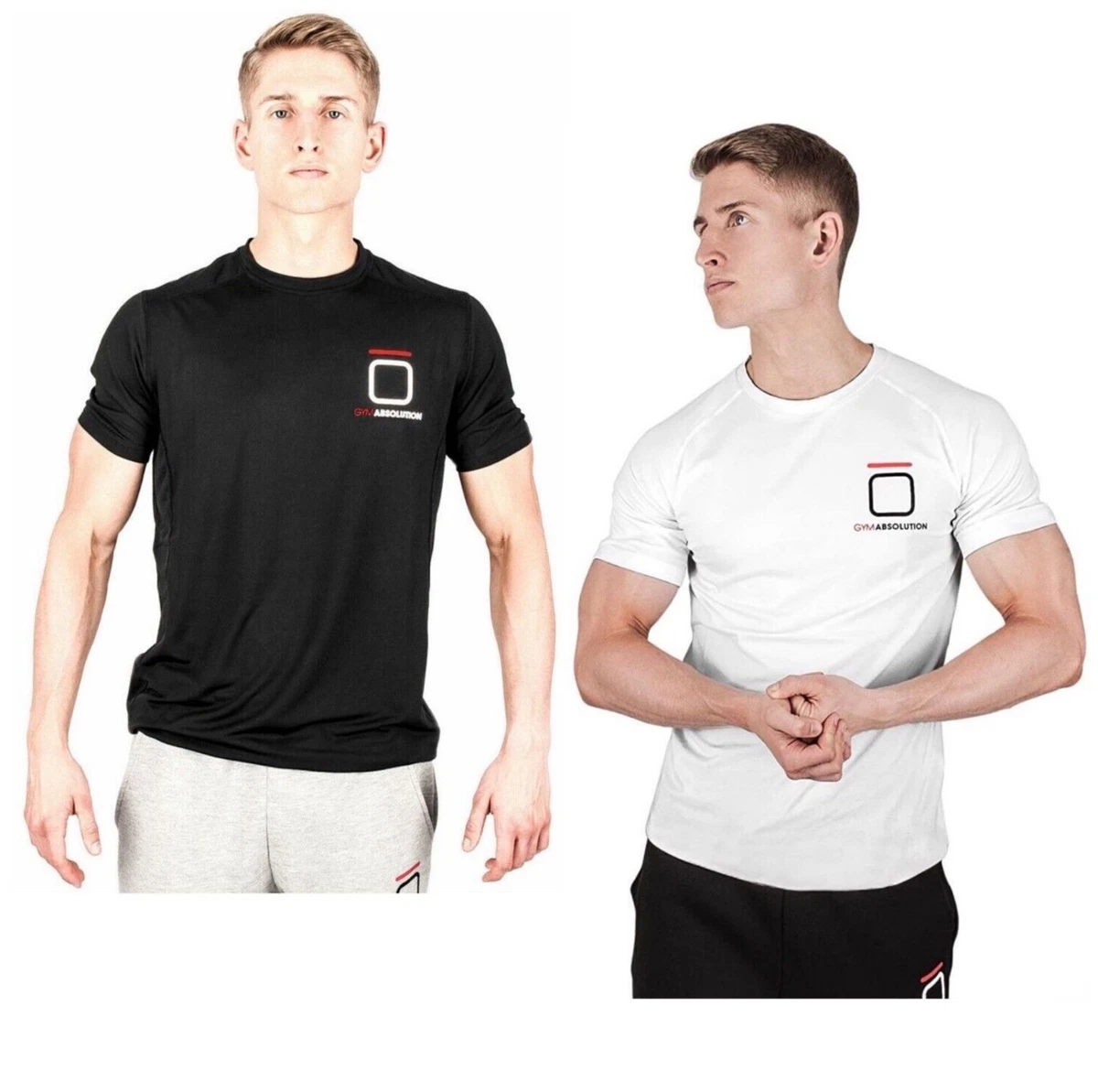 Mens T Shirts Plain Gym Training Short Sleeve Muscle Fit Workout Tee Top Exercis