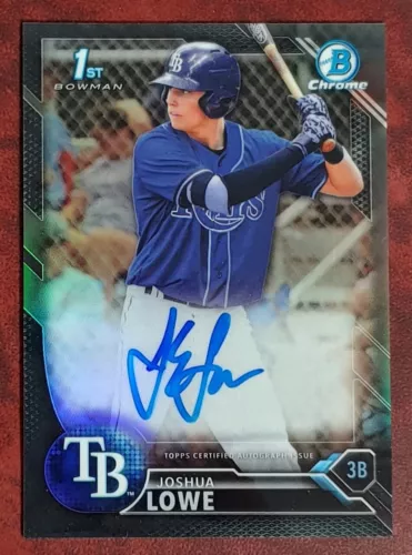 2016 Bowman Draft Chrome Joshua Josh Lowe Black Refractor Auto 42/75 Rays Hot !