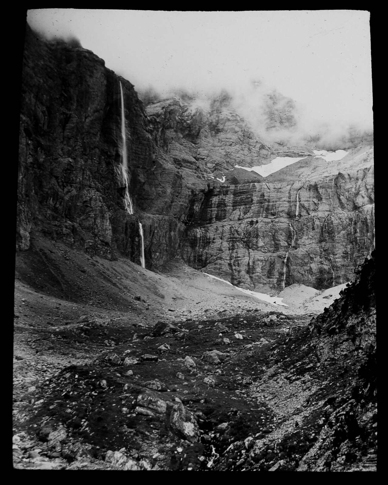 ANTIGUA Linterna Mágica Diapositiva CIRQUE DE GAVARNIE Nº2 C1910 FOTO CASCADA DE FRANCIA