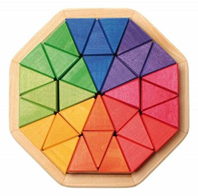 Grimm'S Medium Octagon Form Building Set Wooden Mosaic Block Puzzle 32 T...