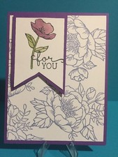 Card Set Of 4 Stampin Up Birthday Blossoms "For You" Purple Banner