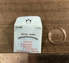 Bulova Press Type Dome Watch Crystal 28.3MM 1112-2 NOS Dome Waterproof