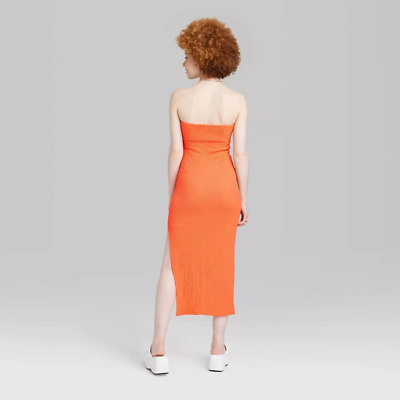 orange strapless bodycon dress Orange Strapless Mini Dress