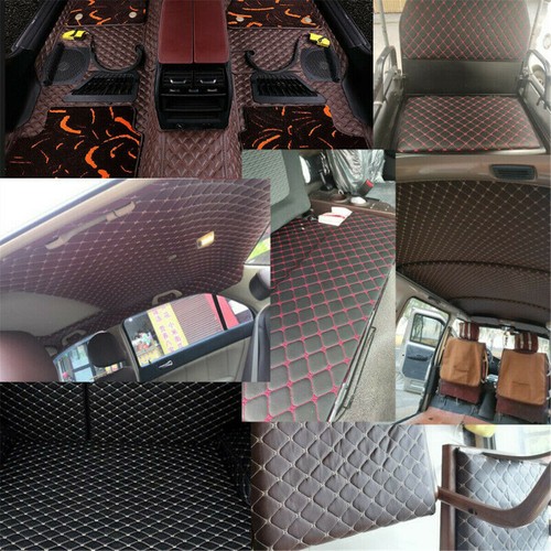 Thick Faux Leather Fabric Sponge Quilted Embroidered Car Interior Material Trims - Picture 2 of 19