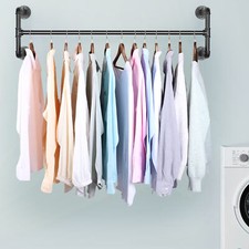 Heavy Duty Detachable Industrial Pipe Clothes Rack Wall Mounted Iron Garment Bar