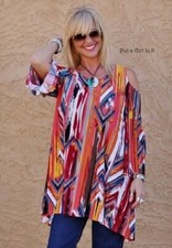 New PLUS SIZE Womens MULTI COLOR COLD SHOULDER SHARKBITE TUNIC SHIRT 1X 2X 3X US