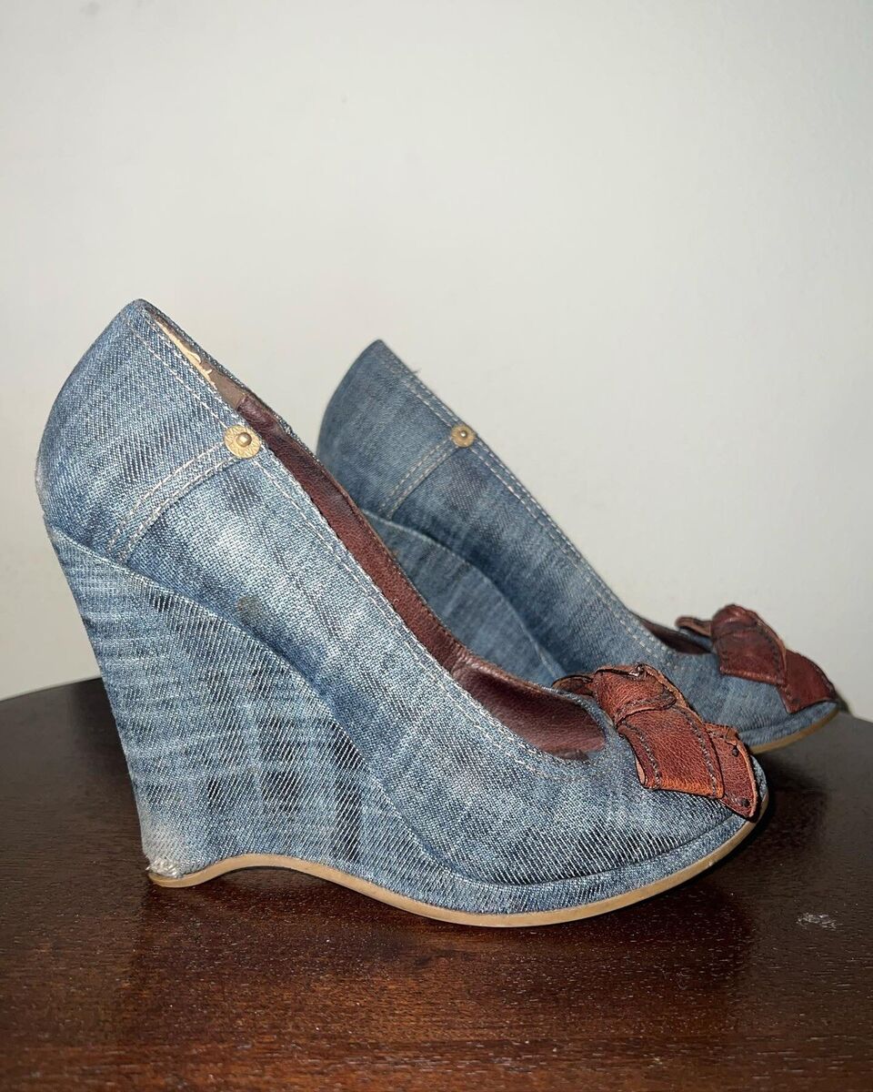 miu miu Blue Denim peep-Toe Wedges Size 39.5 | eBay miu miu Blue Denim peep-Toe Wedges Size 39.5 | eBay