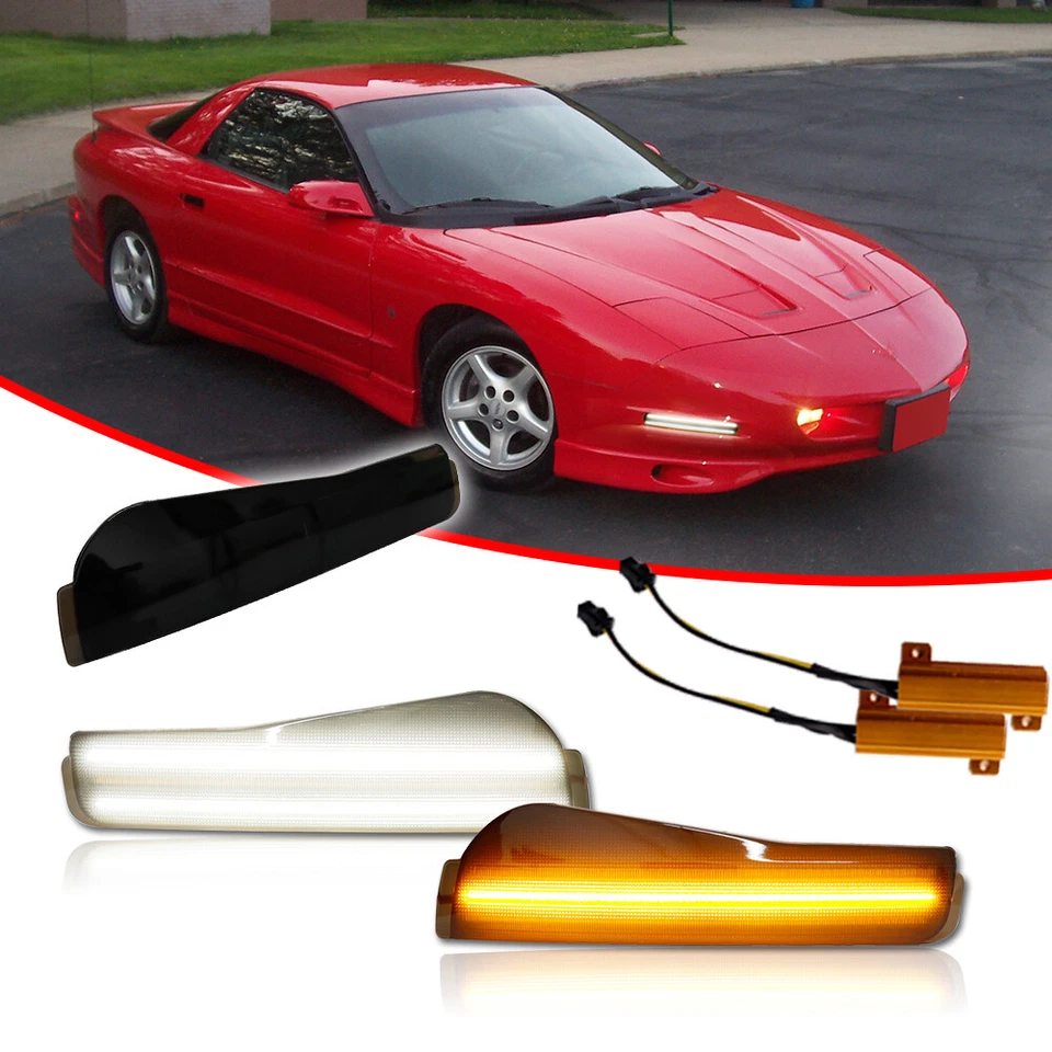 Luces de señal DRL delanteras de humo Switchback LED para 93-97 Pontiac Firebird Trans Am Foto 3 de 4