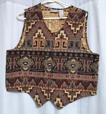 Vtg Austin Harris Womens Large Aztec Tapestry South Western Button Up Vest. N25
