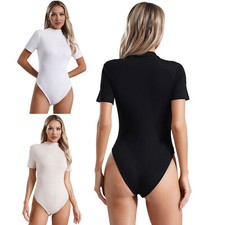 Women Leotard Compression Bodysuit Latin Undershirt One-piece Rompers Basic