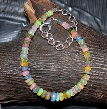7''Natural Ethiopian Opal bracelet Fire Opal Gemstone Beads Bracelet F3241