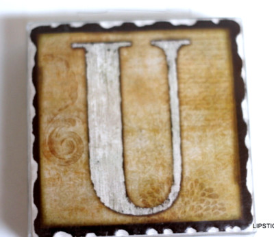Stone Art Absorbent Coaster Initial ''U'' Alphabet Monogram Set/4 Aged Retro Look
