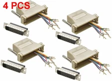 4x DB25 Male 25Pin to RJ45 8P8C Network Ethernet Modular Converter Adapter Ivory