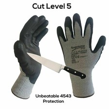 12 PAIRS GREY CUT RESISTANT LEVEL 5 WORK SAFETY GLOVES BUILDERS GRIP PROTECTION