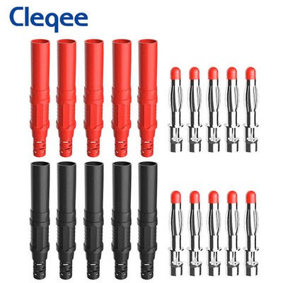 Safety 4mm Shrouded Banana Plug Copper Solder Type DIY Test Lead Connector
