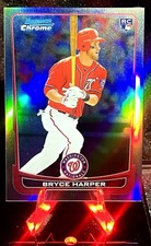 ?⚾️ BRYCE HARPER Rookie Card 2012 Bowman CHROME Refractor /300 RED JERSEY RC SP. rookie card picture