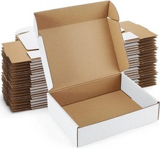 25-Pack White 9x6x2" Mailing Boxes, Corrugated Cardboard, Small Biz Mailer
