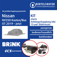 FüR Nissan NV250 Kasten/Bus Typ X61 07.2019- AHK Starr +13Pol Spez. E-Satz TOP