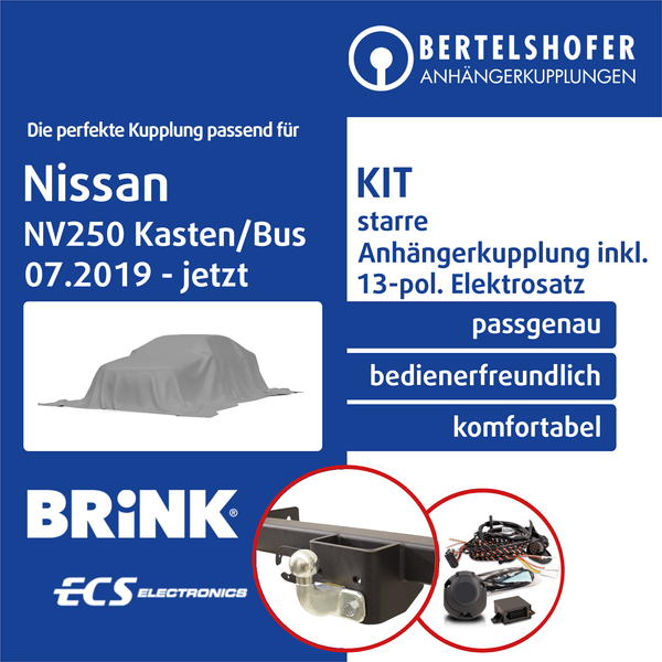 FüR Nissan NV250 Kasten/Bus Typ X61 07.2019- AHK Starr +13Pol Spez. E-Satz TOP-image