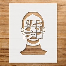 Abstract Faces Grid Portrait Stencil for Unique Crafting Projects - StencilAir