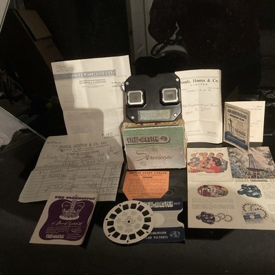 Bakelit Stereoskop Sawyers Viewmaster Box 3D Viewer Dias (seltene Dokumente)