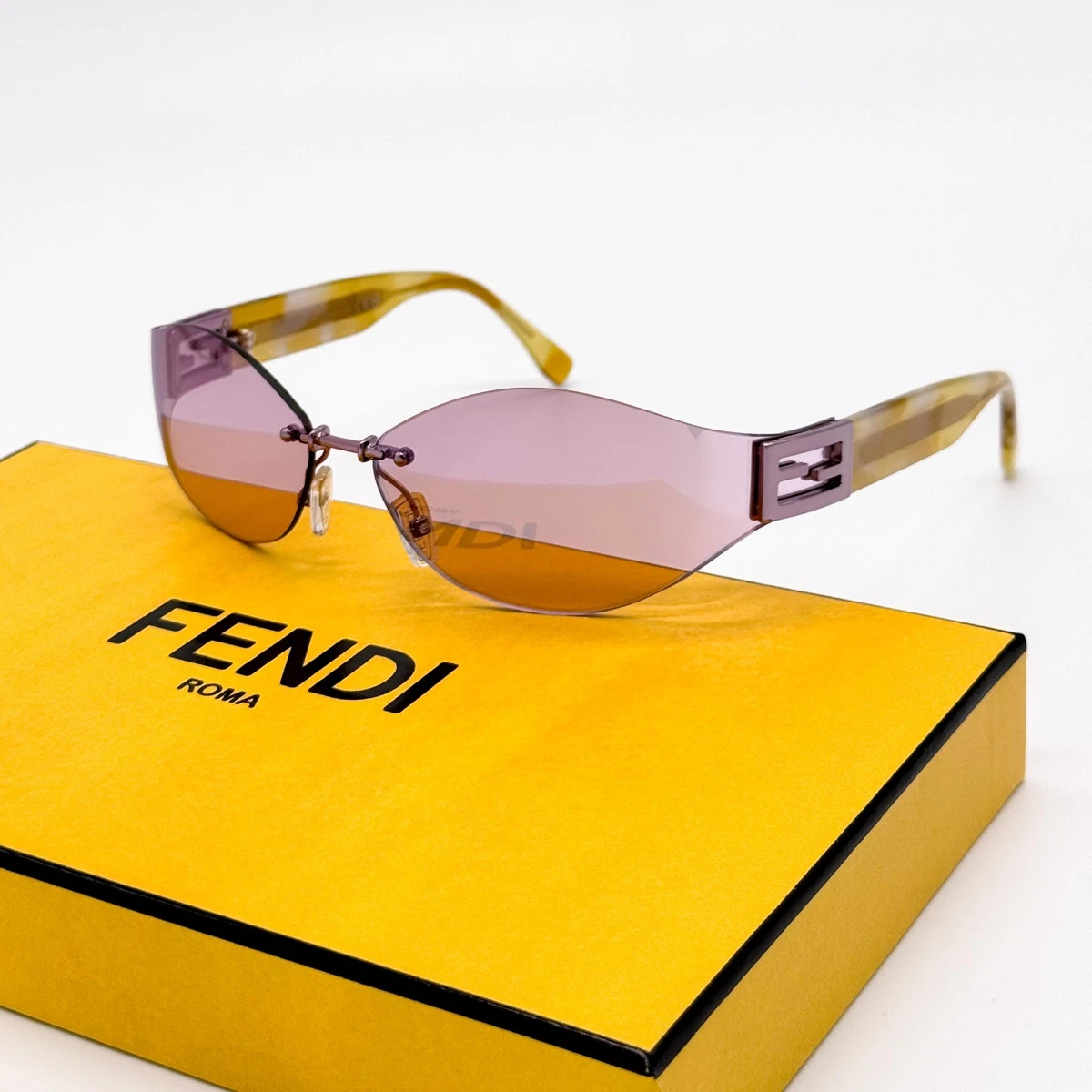 NEW FENDI FE40159U 74Z SUNGLASSES WOMEN OVAL PINK GOLD | eBay display picture 1