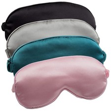 Silk Sleep Mask 4 Pack, Soft Satin Eye Cover, Elastic Strap, Travel Nap